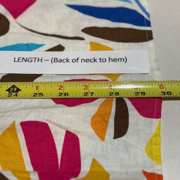 Tabitha Brown Linen Blend Botanical Puff Sleeve Mini Dress Sz M Milkmaid Smocked - Picture 7 of 8